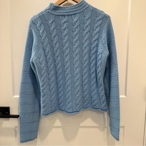 Vintage Women's Obermeyer Blue Fisherman  Braided Knit Sweater Size L